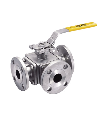 GKV-243 Ball Valve, Flanged Connection, 3/4-Way, With ISO Mounting Pad