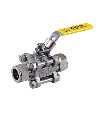 GKV 138 Ball Valve, 3 Piece, Ferrule Type, With Lever Handle