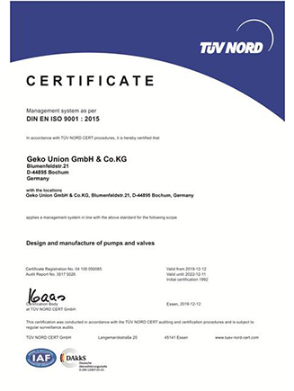 Geko Valves DIN EN ISO9001