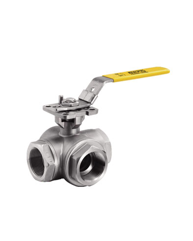 GKV-143 Ball Valve, Threaded Connection, 3-Way, With ISO Mounting Pad